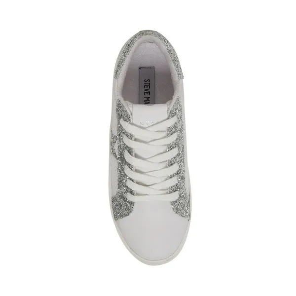 Steve Madden Starling Glitter Lace Up Rhinestone Rounded Toe Low Top Sneakers