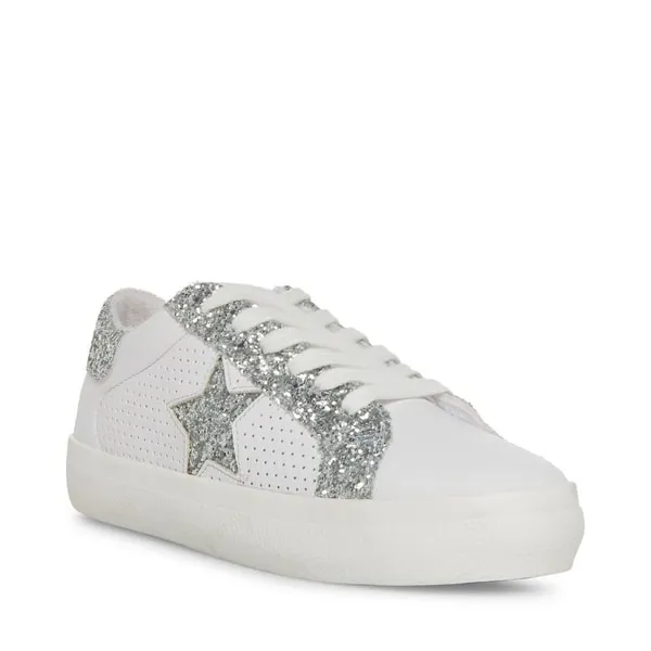 Steve Madden Starling Glitter Lace Up Rhinestone Rounded Toe Low Top Sneakers