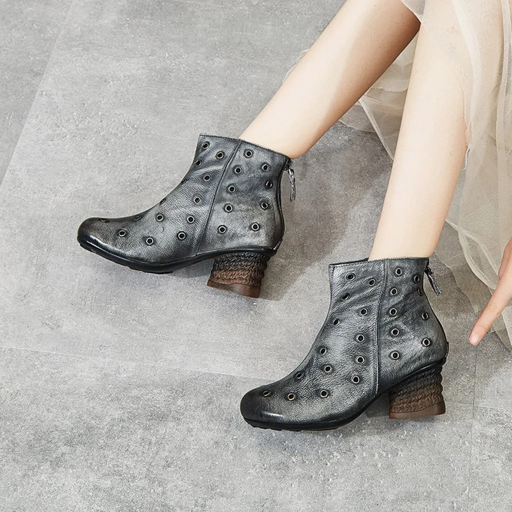 Thick Handmade Retro Leather Short Boots | Gift Shoes