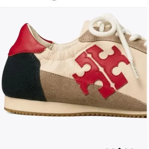 TORY BURCH MILLER CALFSKIN SUEDE SNEAKERS