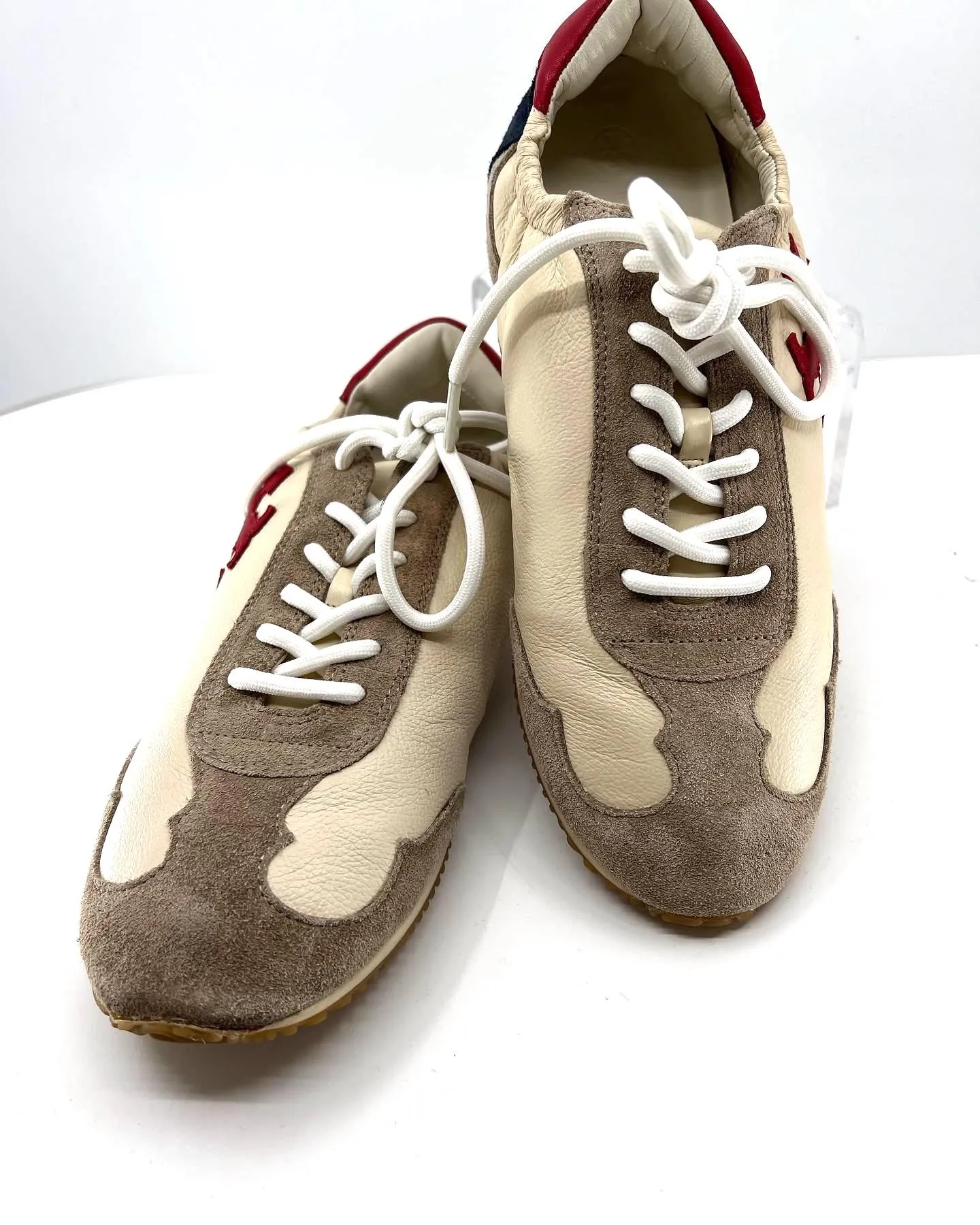 TORY BURCH MILLER CALFSKIN SUEDE SNEAKERS