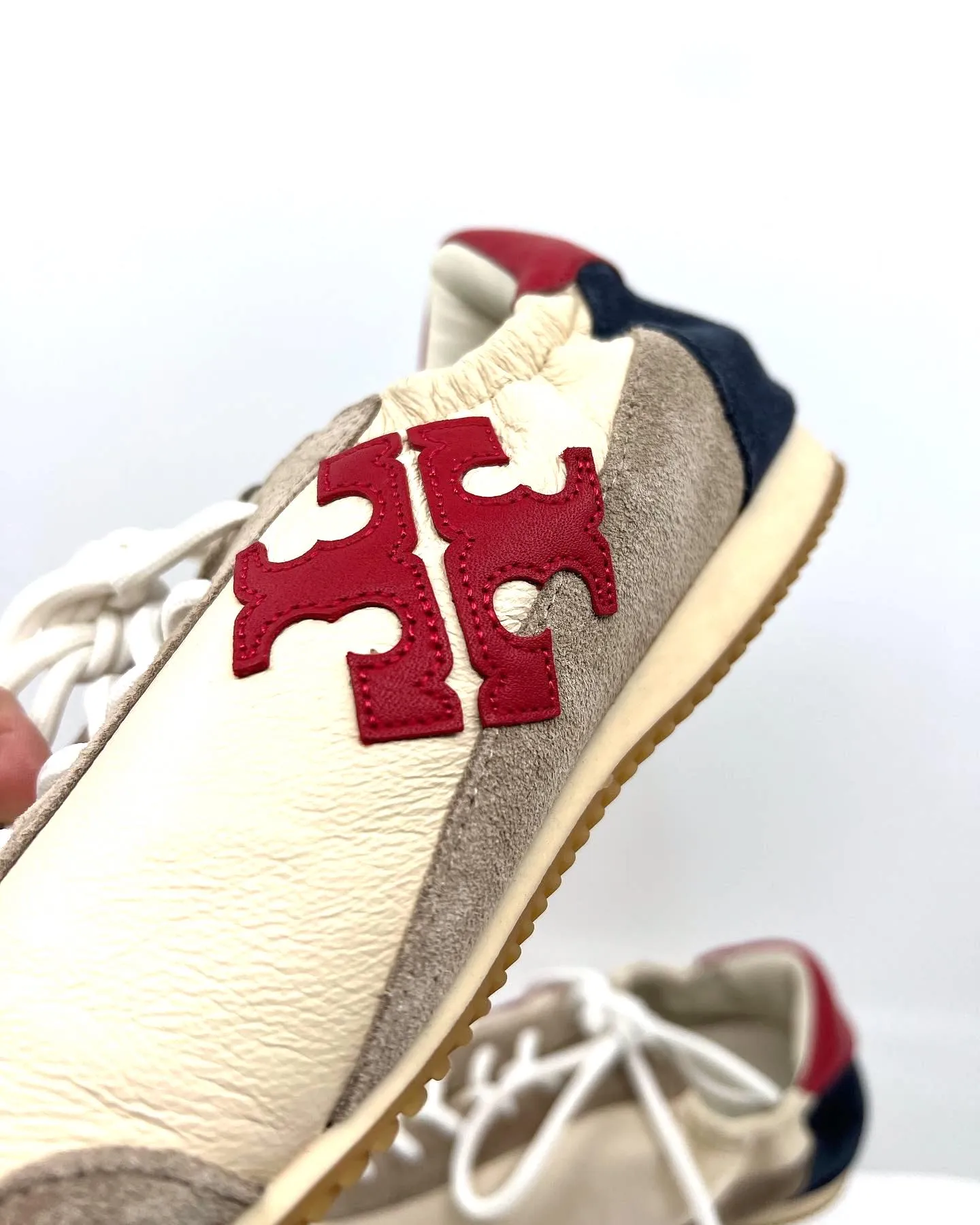 TORY BURCH MILLER CALFSKIN SUEDE SNEAKERS