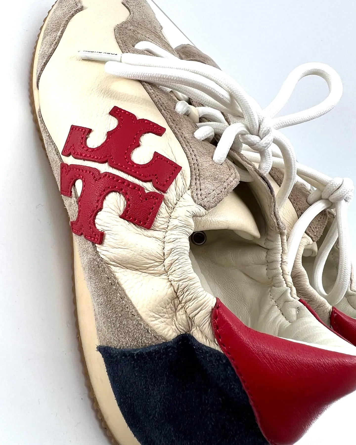 TORY BURCH MILLER CALFSKIN SUEDE SNEAKERS