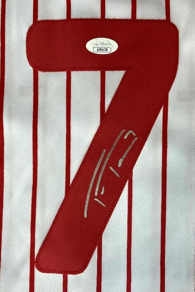 Trea Turner Philadelphia Signed White Pinstripe Baseball Jersey 2 JSA