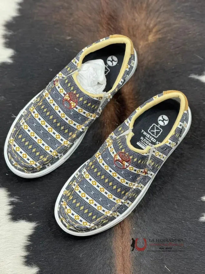 TWISTED X WOMEN HOOEY SLIP ON LOPER BLACK & YELLOW MULTI CASUAL SHOE
