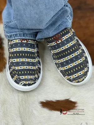 TWISTED X WOMEN HOOEY SLIP ON LOPER BLACK & YELLOW MULTI CASUAL SHOE