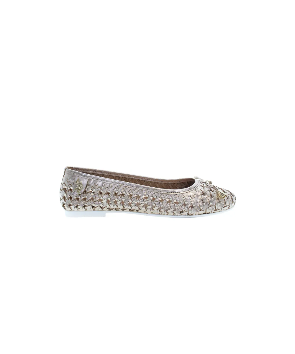 US POLO WOMENS BALLERINA SHOE IN WOVEN LEATHER