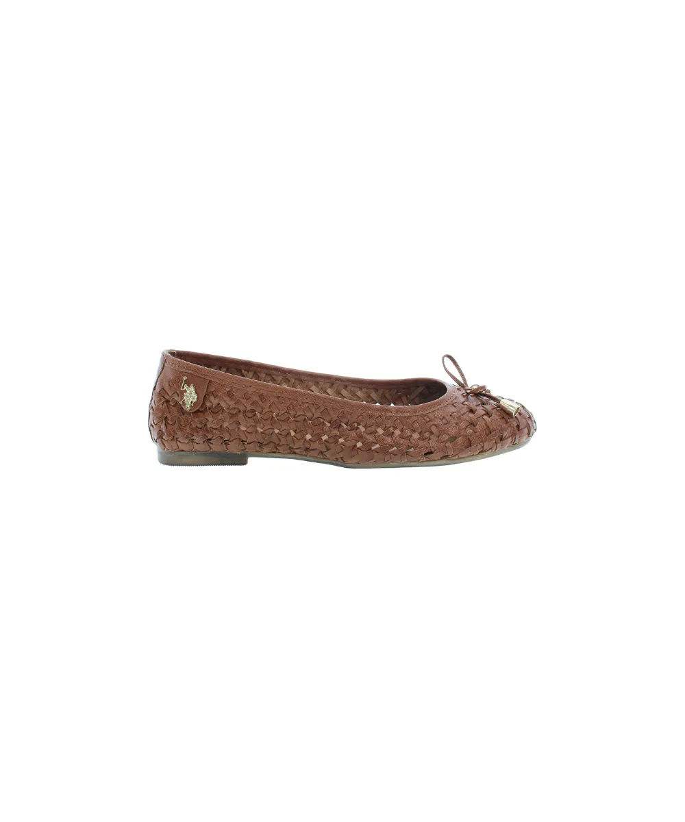 US POLO WOMENS BALLERINA SHOE IN WOVEN LEATHER