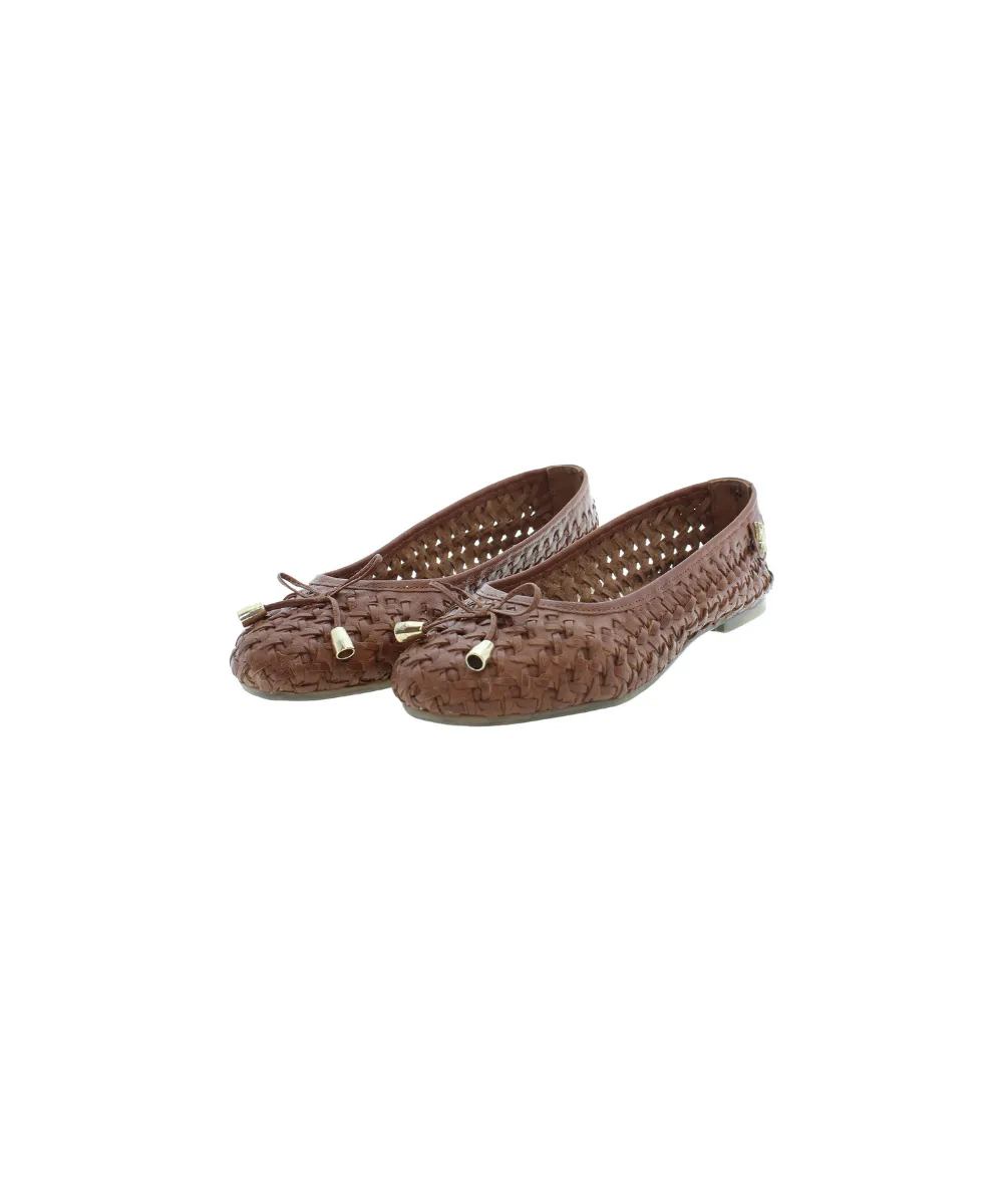 US POLO WOMENS BALLERINA SHOE IN WOVEN LEATHER