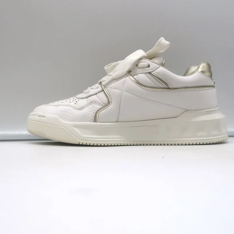 Valentino One Stud Low Top Sneakers White & Gold Leather Size 35.5