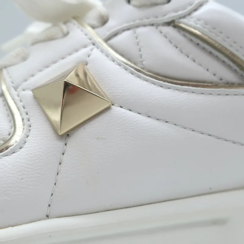Valentino One Stud Low Top Sneakers White & Gold Leather Size 35.5