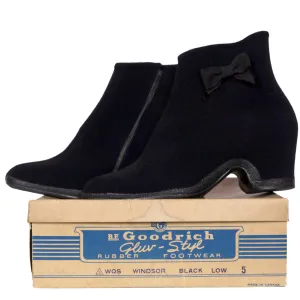 Vintage 1940s Rubber Overshoe Boots For Ladies Shoes BF Goodrich Box Size 7