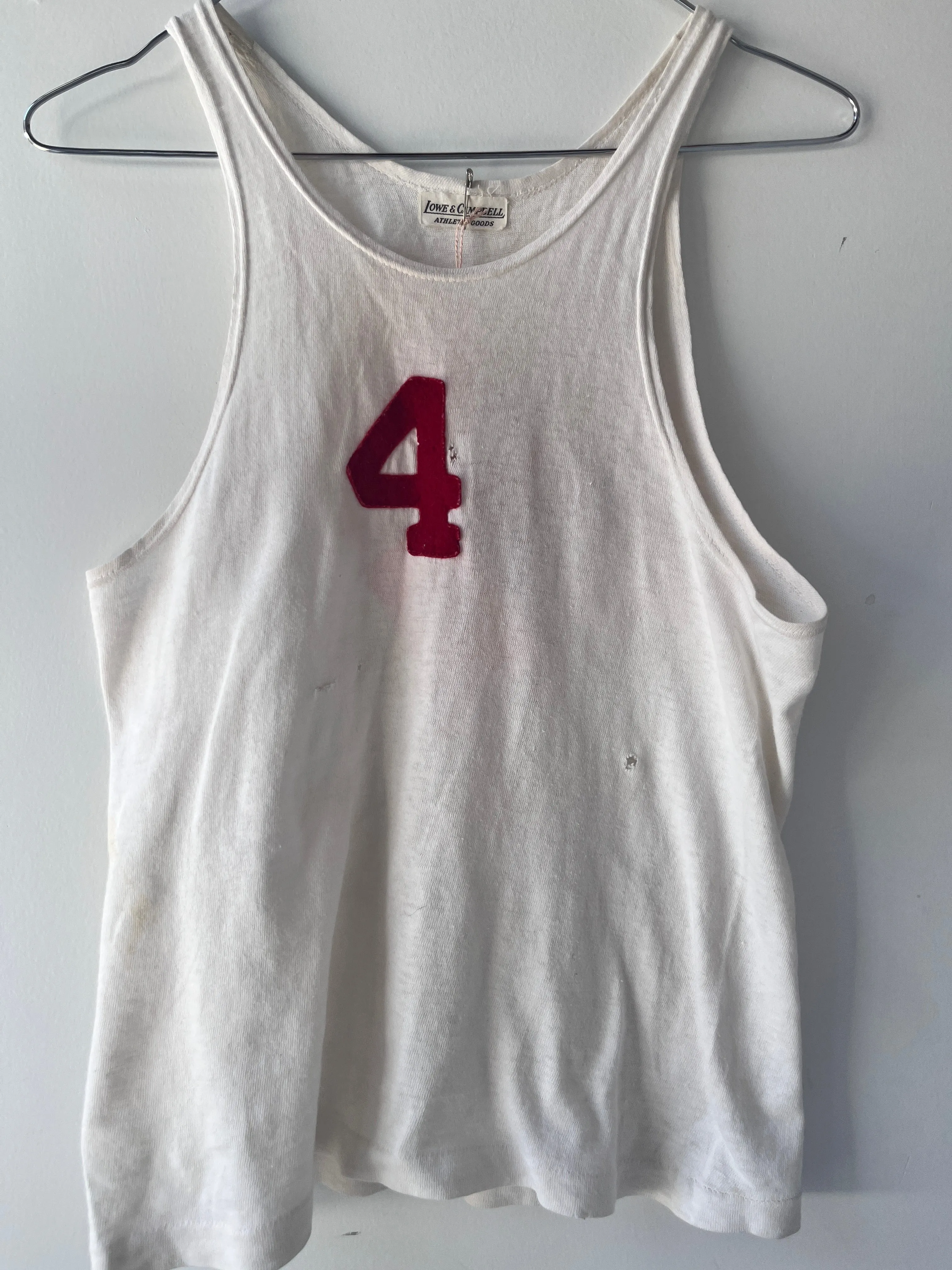 vintage 1940s sports jersey w/ felted numbers