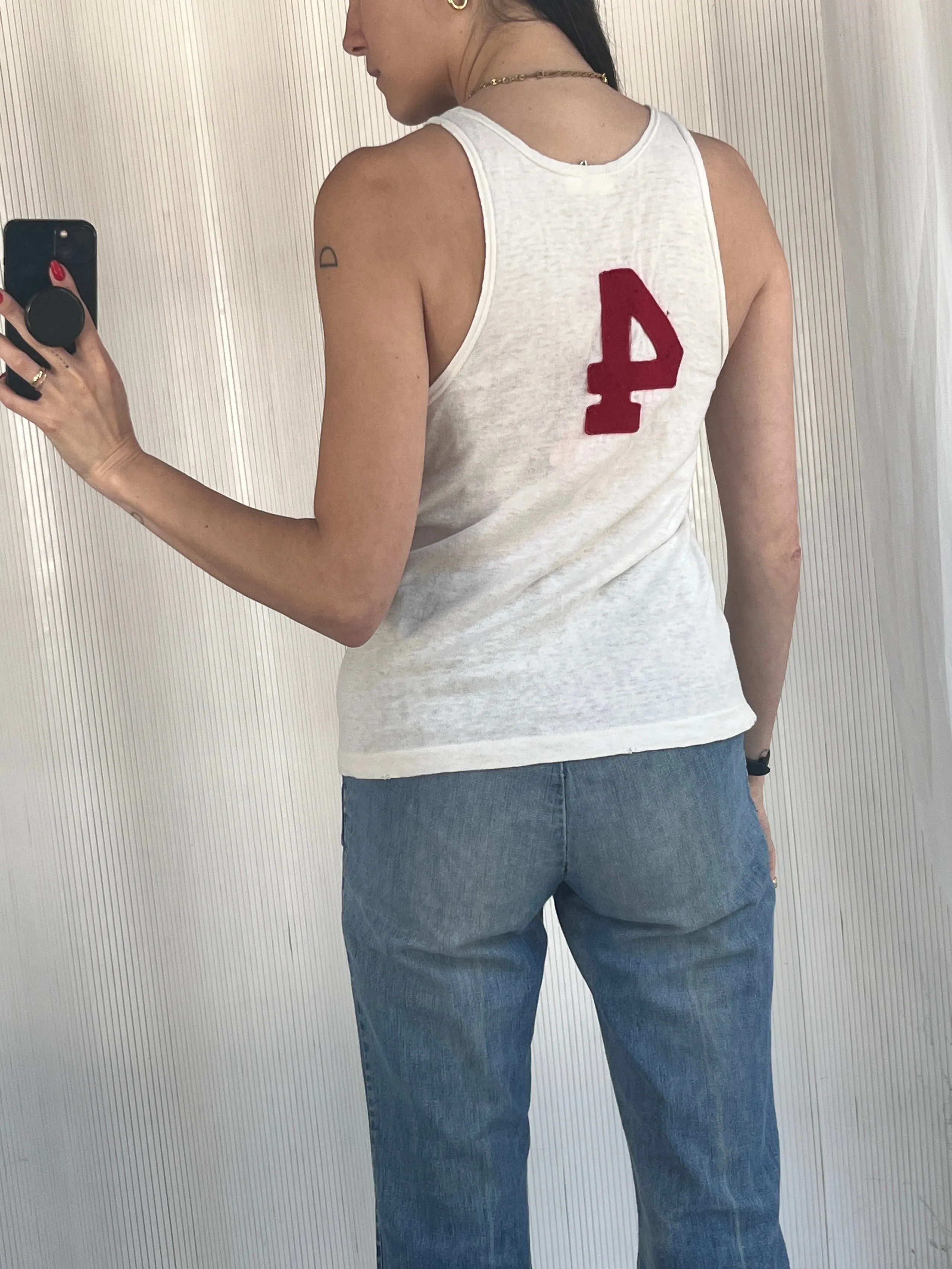 vintage 1940s sports jersey w/ felted numbers