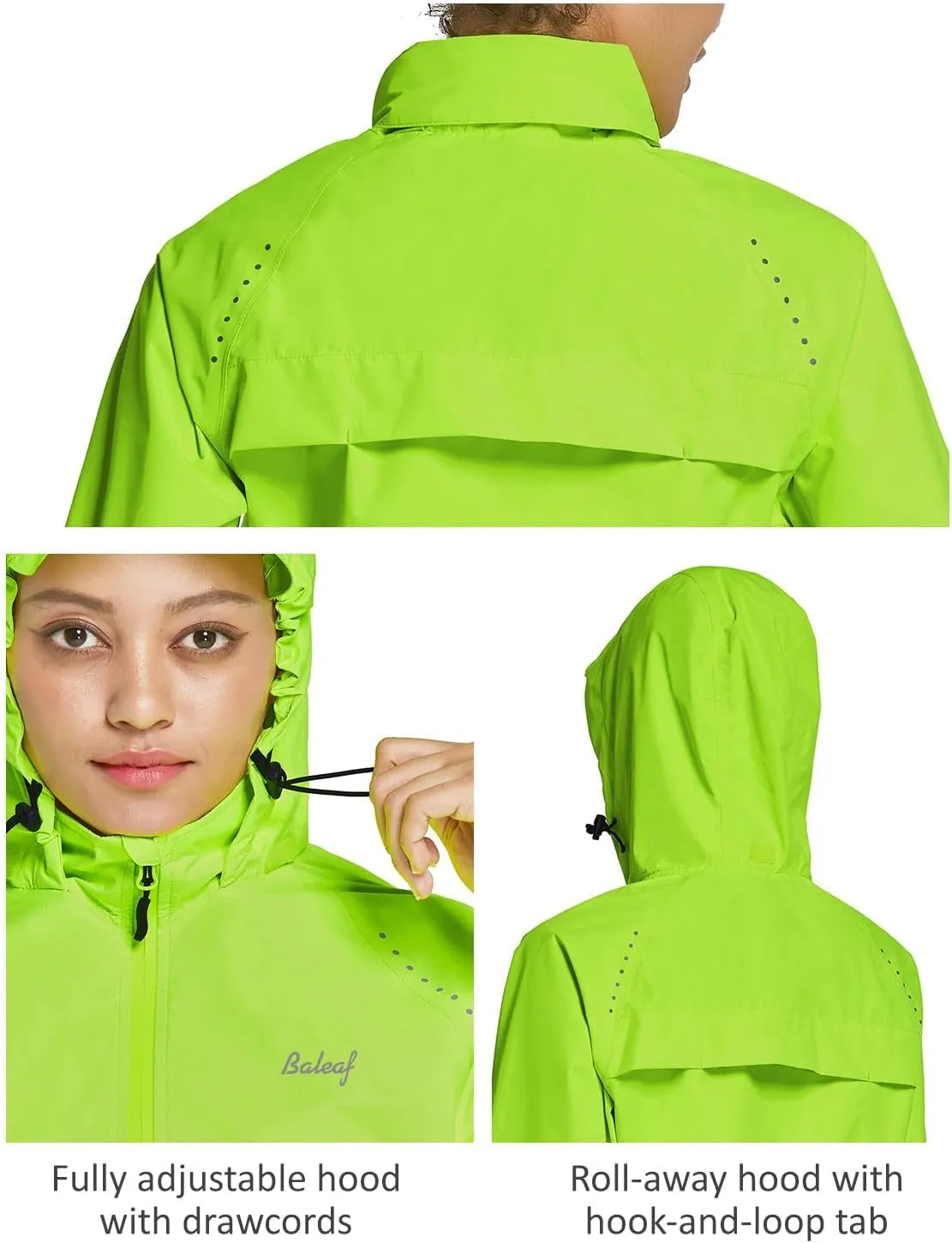 Women'S Rain Jackets Waterproof Windbreaker Windproof Running Lightweight Cycling Jacket Reflective Packable Hooded