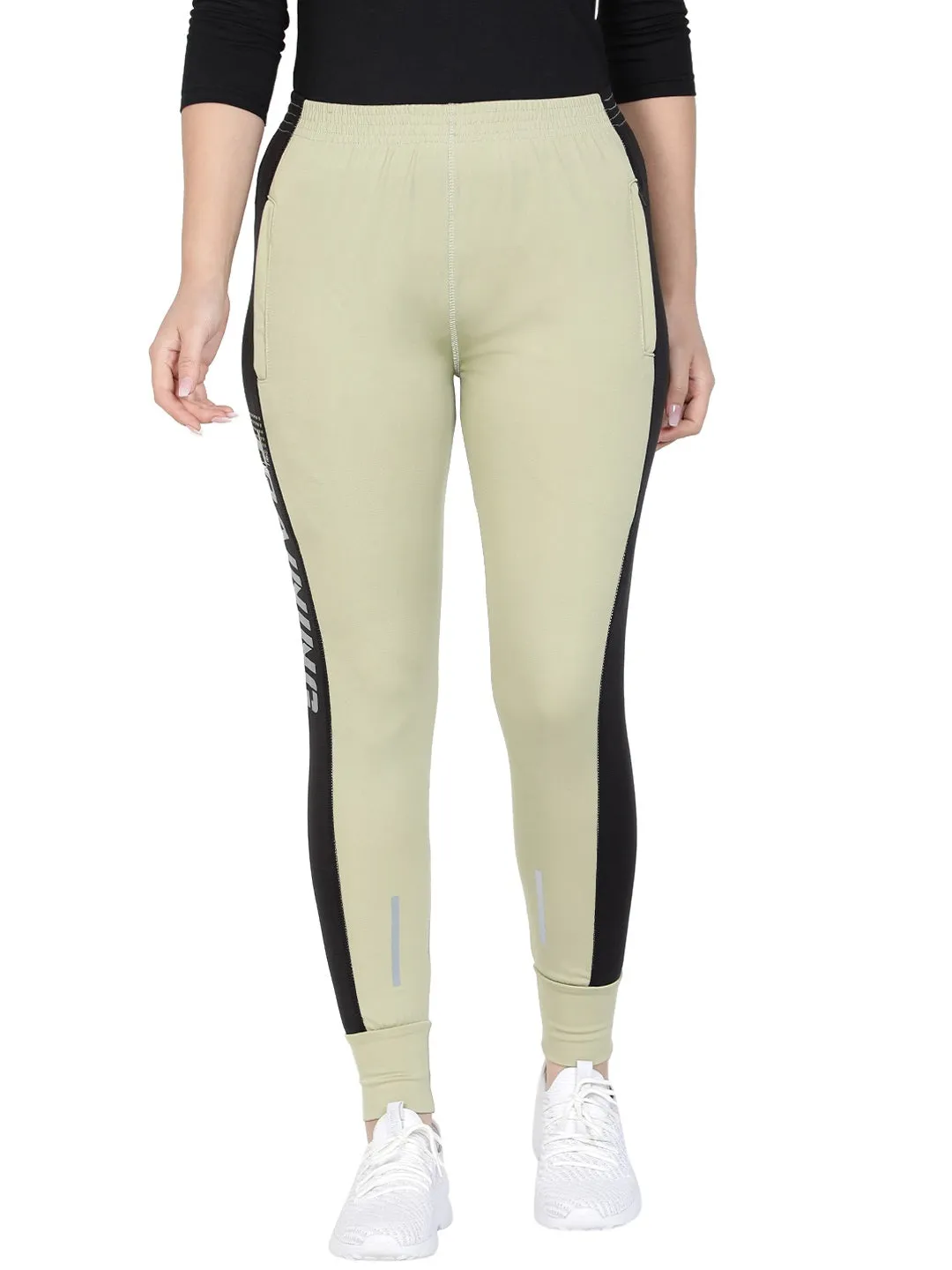 Women's Stretchable Lycra Joggers Track Pants with 2 Zippered Pockets for Gym, Yoga, Workout and Casual Wear
