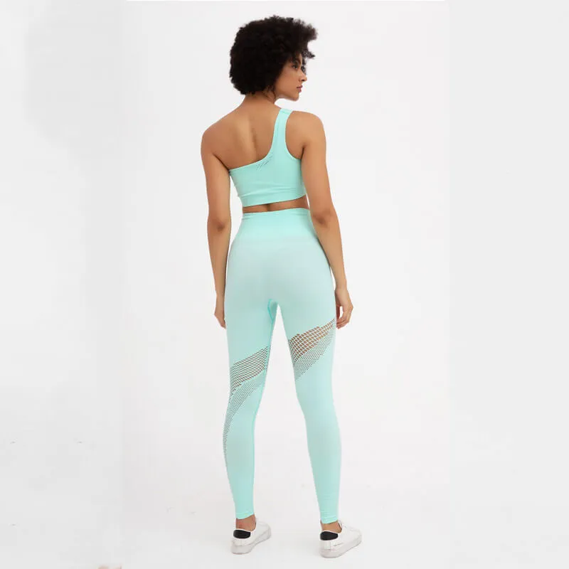 Yoga One Shoulder Tank Top High Waist Bodycon Skinny Pant Sets