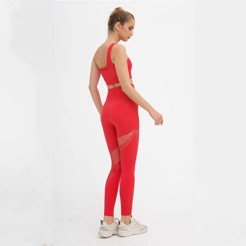 Yoga One Shoulder Tank Top High Waist Bodycon Skinny Pant Sets